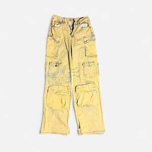 Bleach Faded Multi-Pocket Baggy Cargo Pants